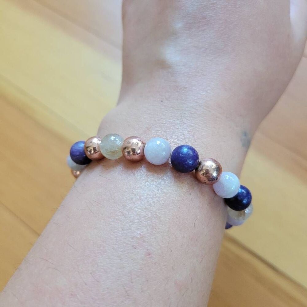 Multicoloredβcopper white bracelet elastic boho bohemian hippie spiritualβ